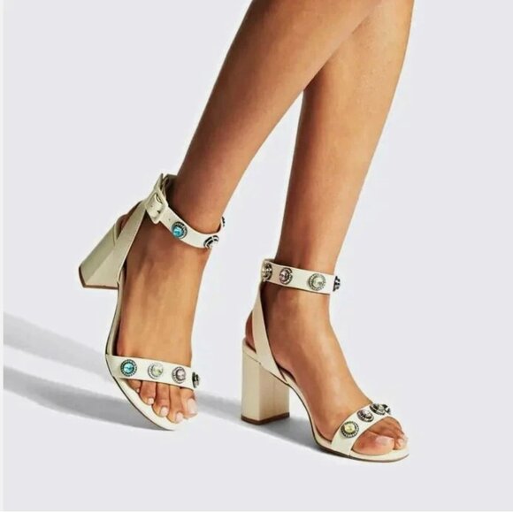 Kurt Geiger London Octavia Embellished Block High Heel Sandals Open Toe Size 8.5 - Picture 9 of 10